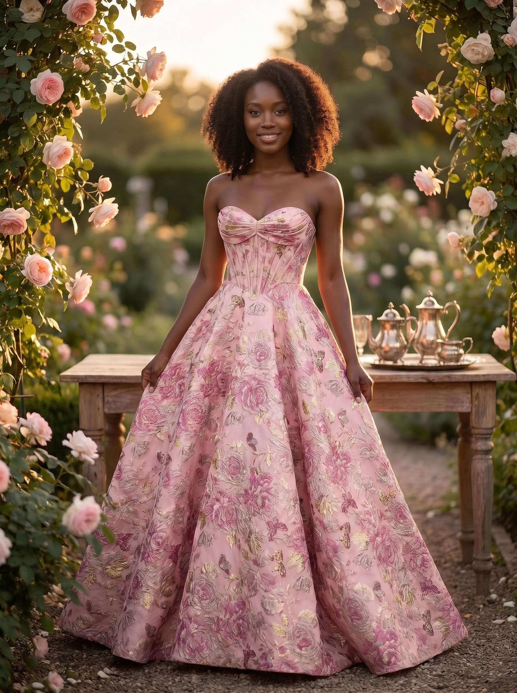 Custom made-to-measure formal gown by MashTiger — blush sweetheart ball gown