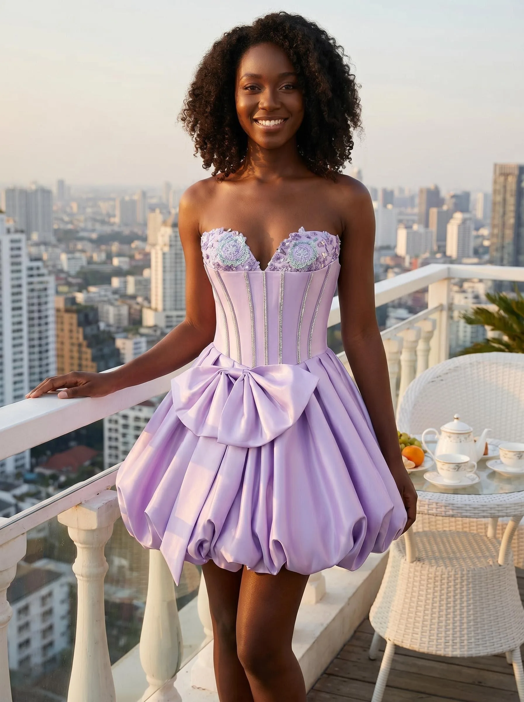 Lavender Bubble Skirt Dress – custom made-to-measure formal gown