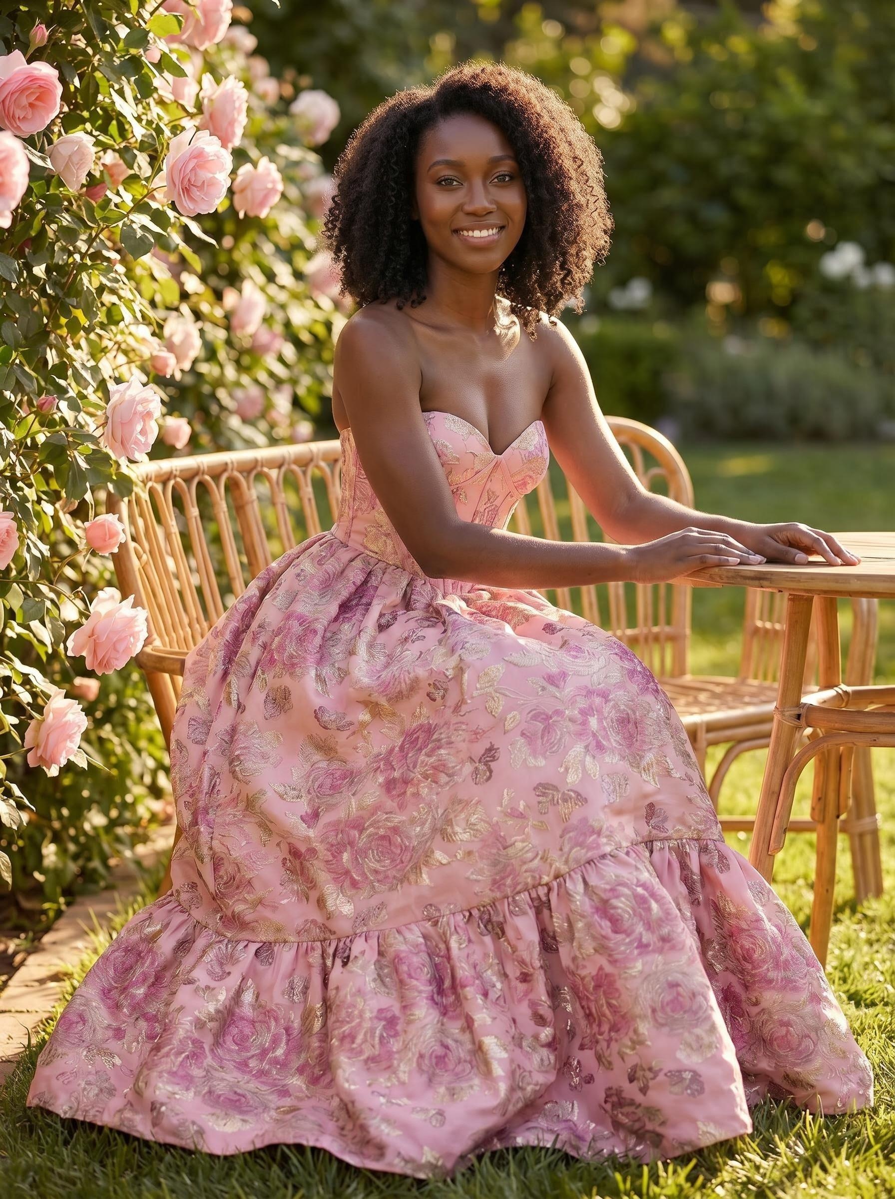 MashTiger blush tiered garden gown — custom made-to-measure formal dress