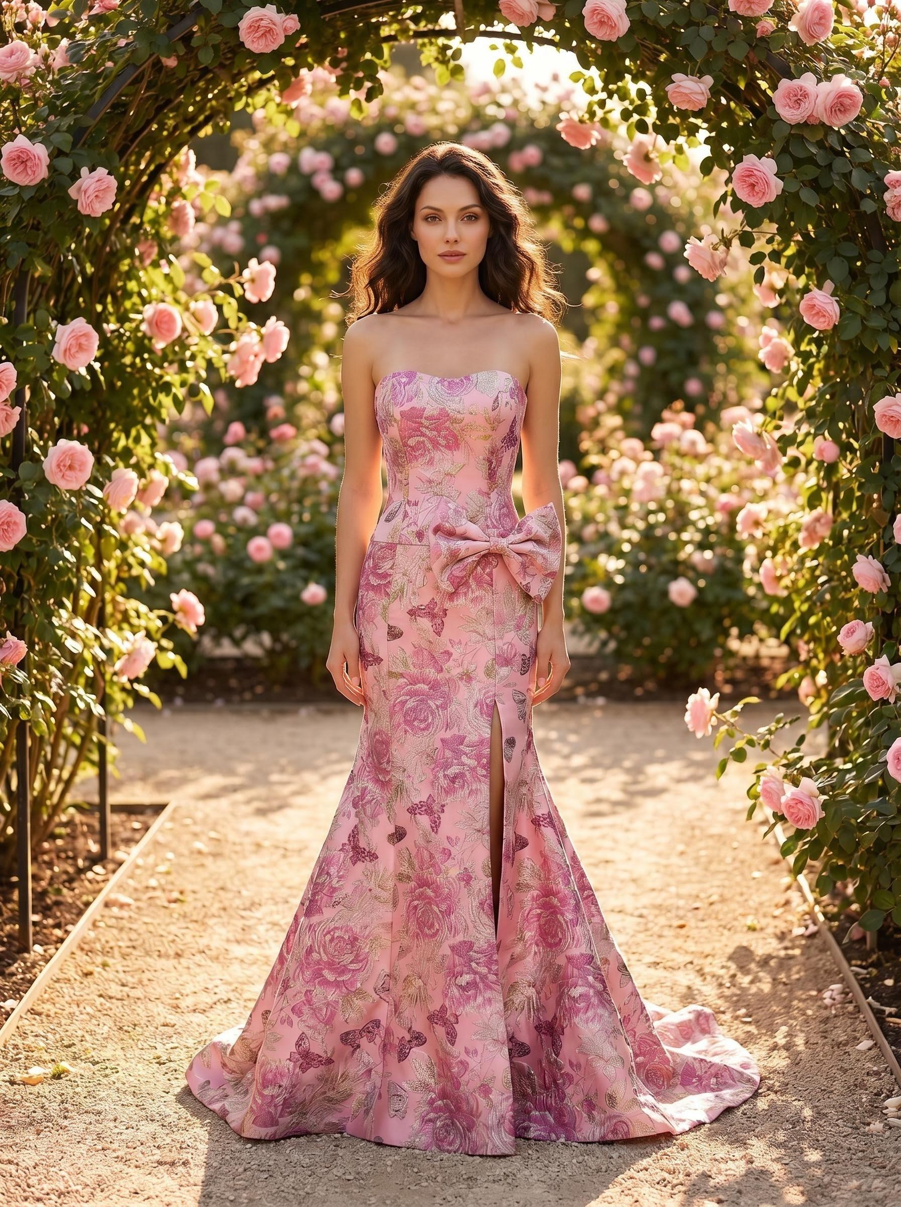 Blush Mermaid Gown with Hip Bow