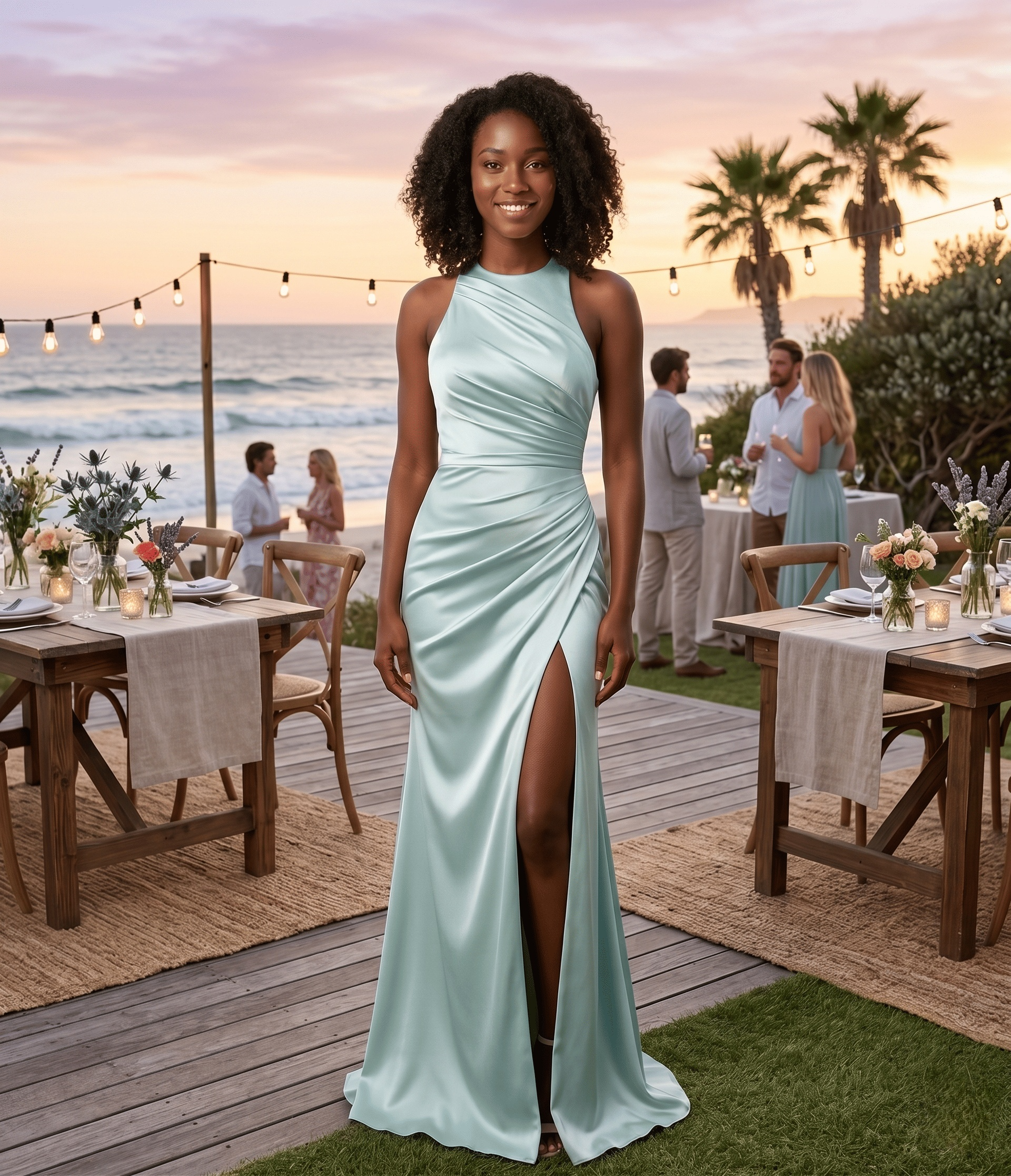 Mint Halter Ruched Mermaid Gown – custom made-to-measure formal gown