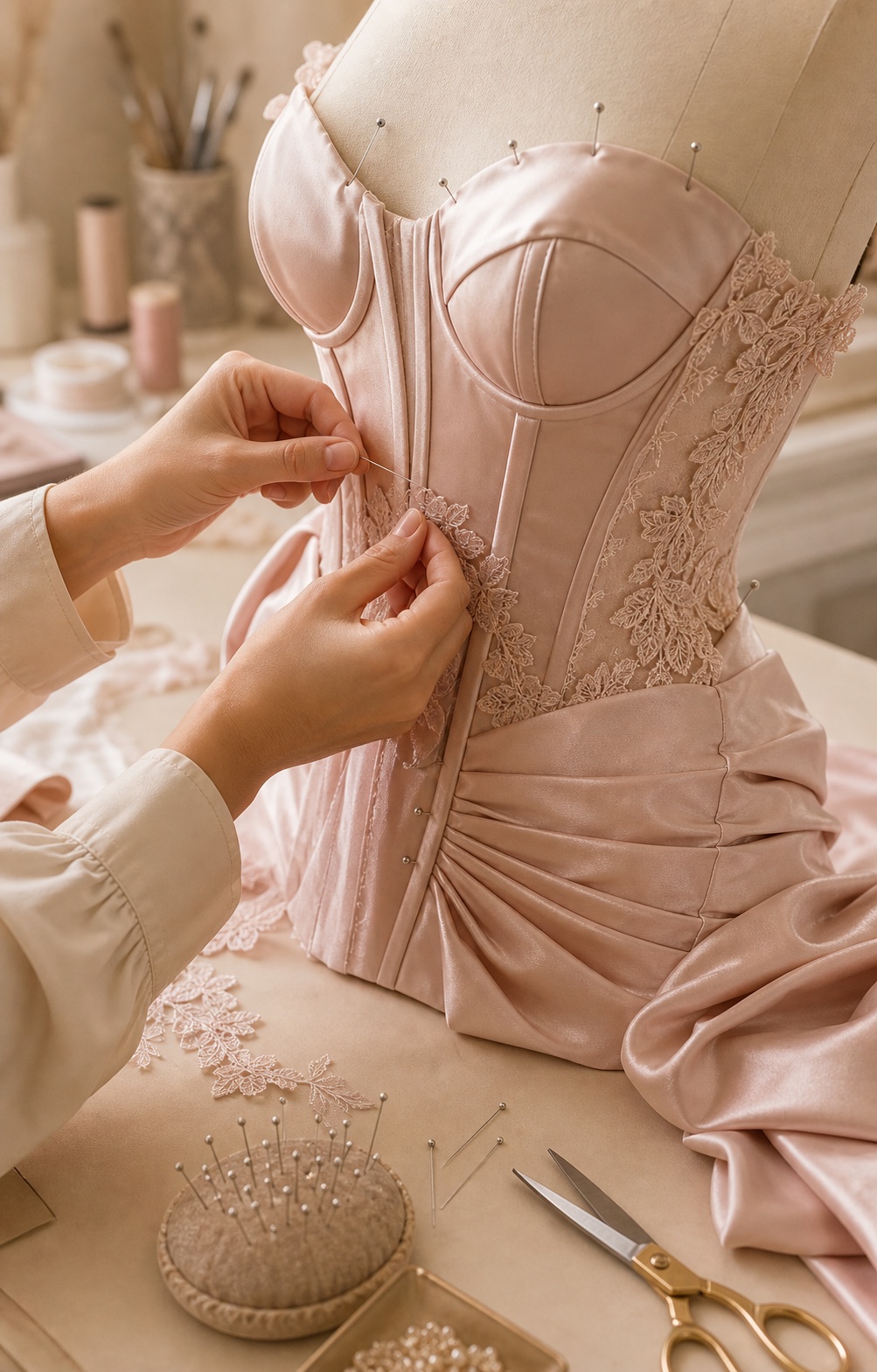handmade prom dress production process sewing corset gown