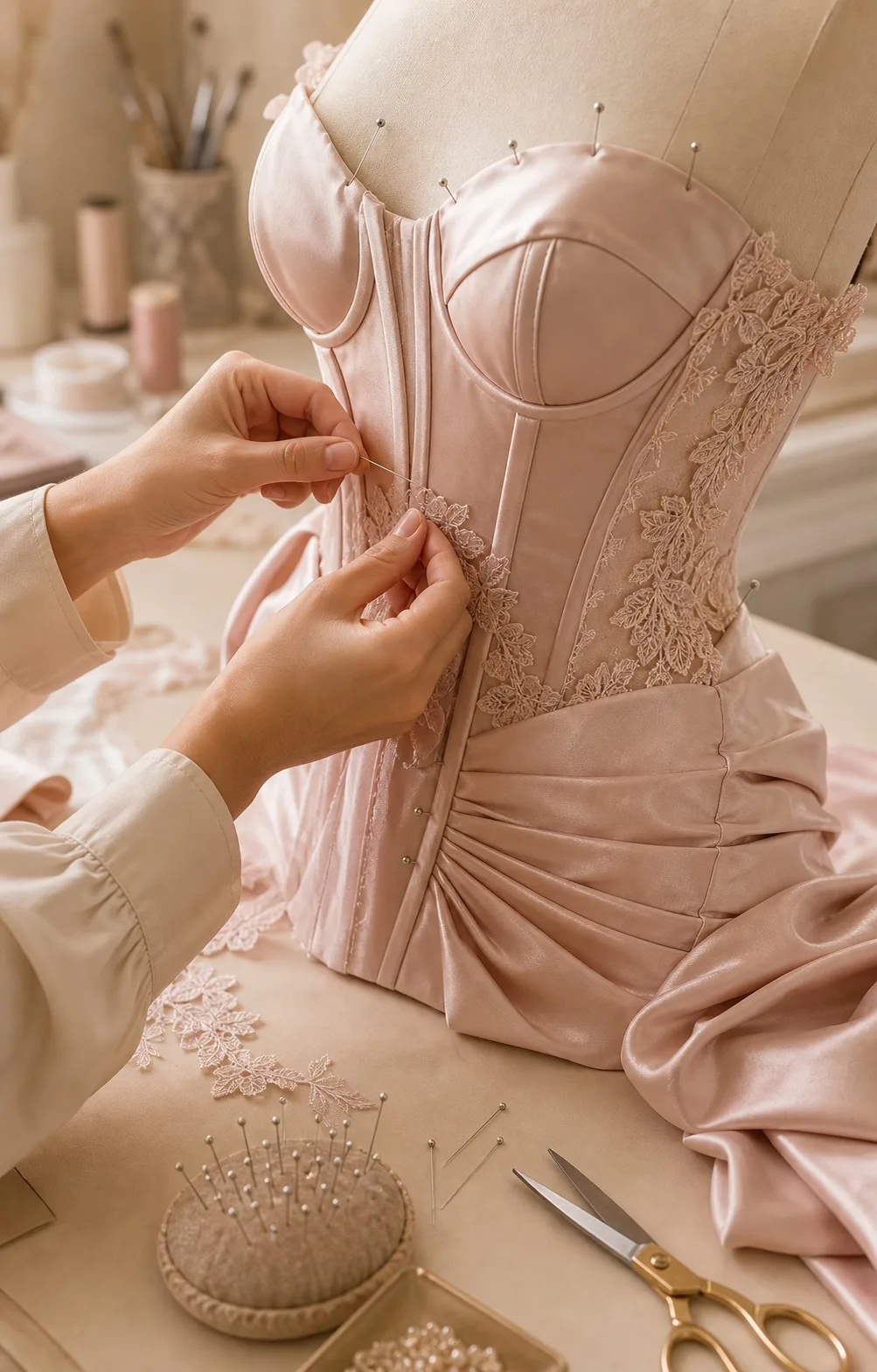 handmade prom dress production process sewing corset gown