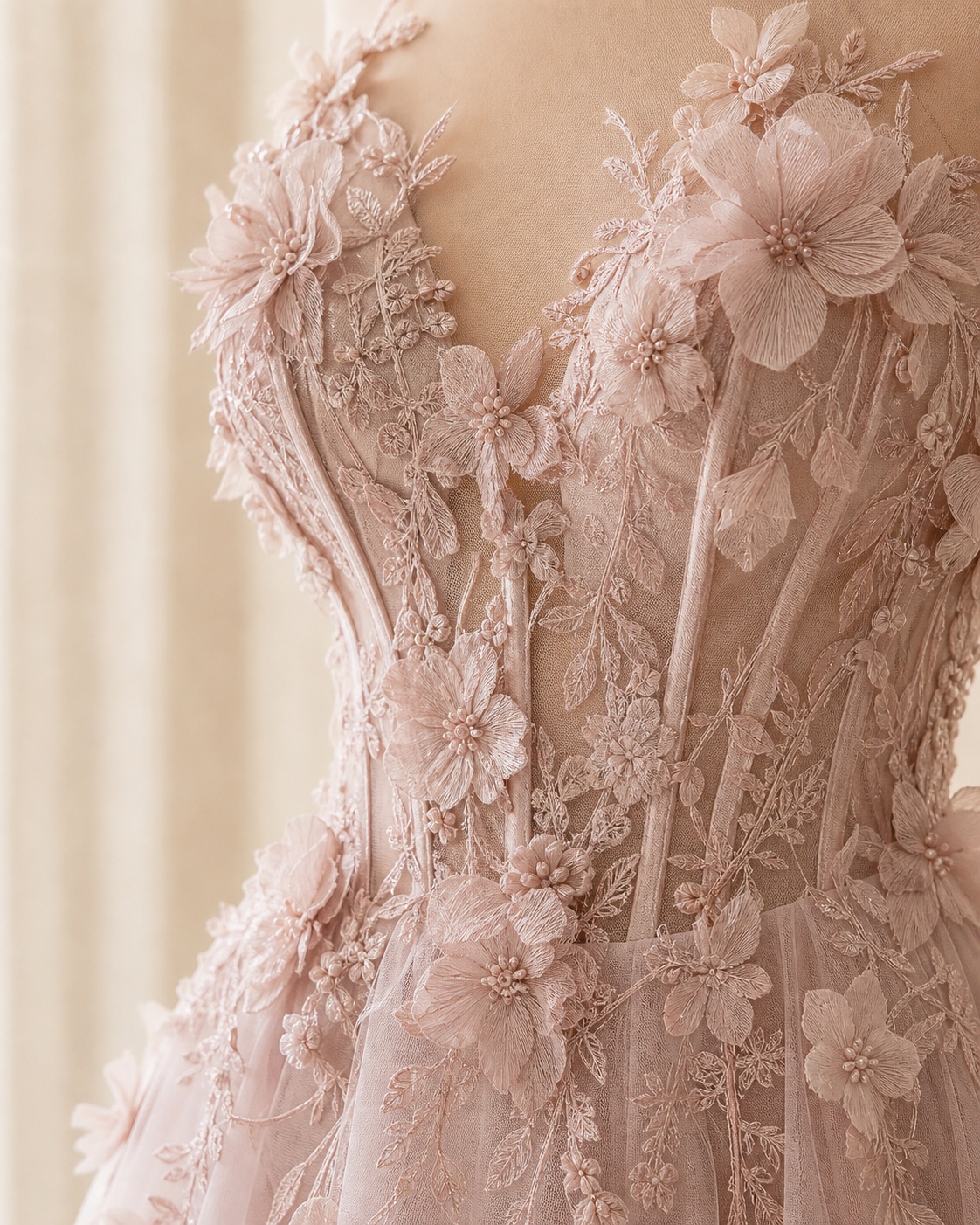 3D floral lace evening dress embroidered prom gown