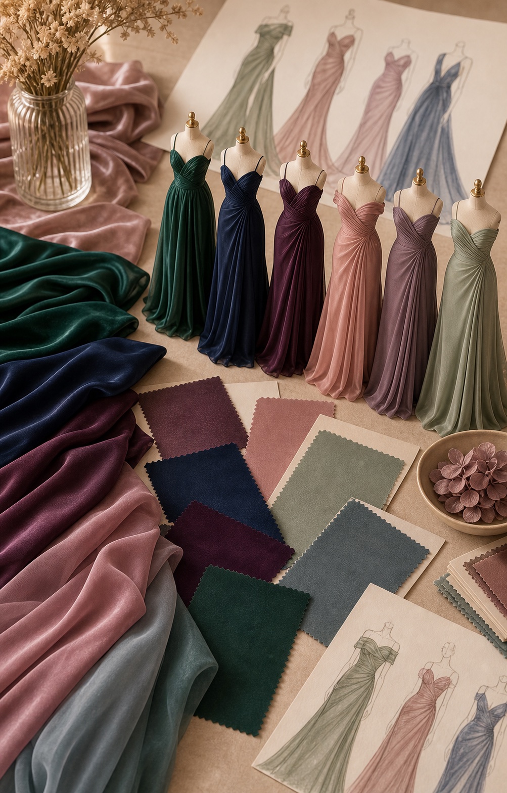 wedding guest dress colors 2026 jewel tones dusty rose sage navy